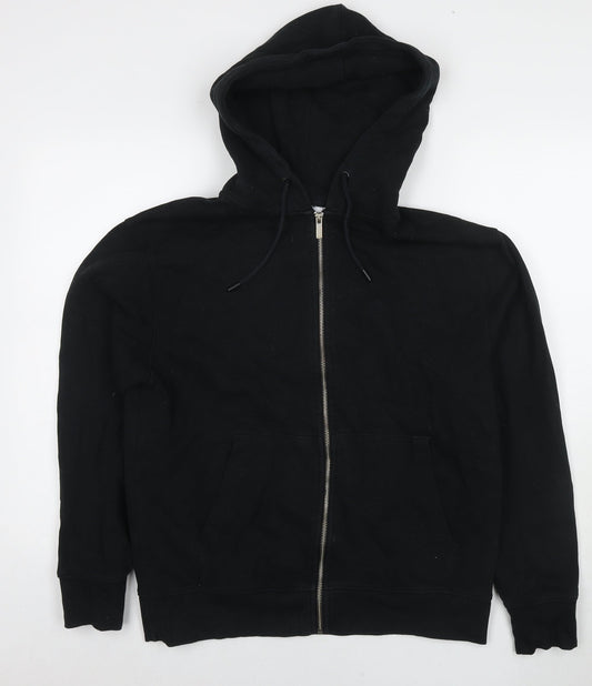 Topman Mens Black Cotton Full Zip Hoodie Size S