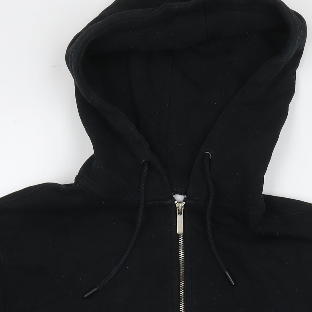 Topman Mens Black Cotton Full Zip Hoodie Size S