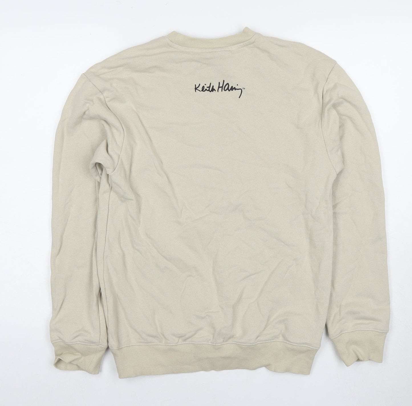 H&M Womens Beige Cotton Pullover Sweatshirt Size XS Pullover - Hearts