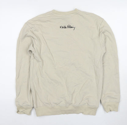 H&M Womens Beige Cotton Pullover Sweatshirt Size XS Pullover - Hearts