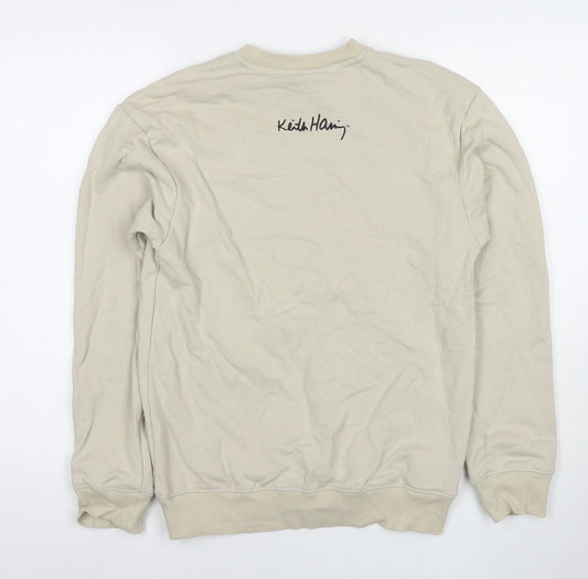 H&M Womens Beige Cotton Pullover Sweatshirt Size XS Pullover - Hearts