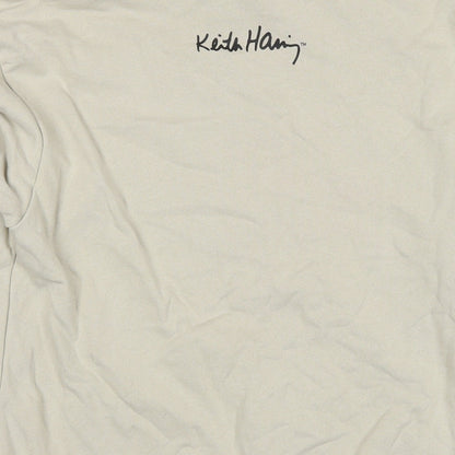 H&M Womens Beige Cotton Pullover Sweatshirt Size XS Pullover - Hearts