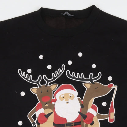 Be Jealous Womens Black Cotton Pullover Sweatshirt Size S Pullover - Let's Get Merry Christmas Tunic Size S/M