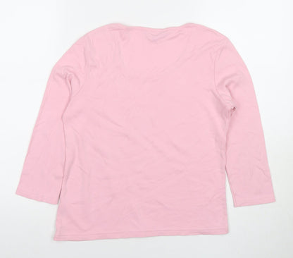 Debenhams Womens Pink Cotton Pullover Hoodie Size 12 Pullover - Flowers
