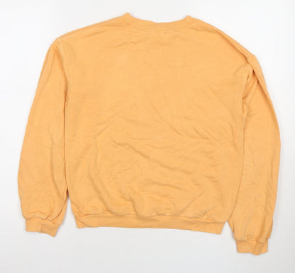 H&M Girls Orange Cotton Pullover Hoodie Size 10-11 Years Pullover - Age 10-12 Years