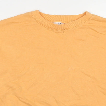 H&M Girls Orange Cotton Pullover Hoodie Size 10-11 Years Pullover - Age 10-12 Years