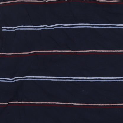 Maine Mens Blue Striped Cotton Polo Size XL Collared Pullover