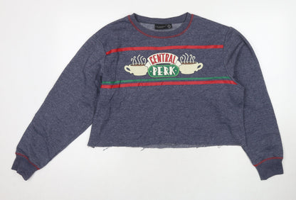 Womens UK Size 12 Friends Blue Pullover Sweatshirt