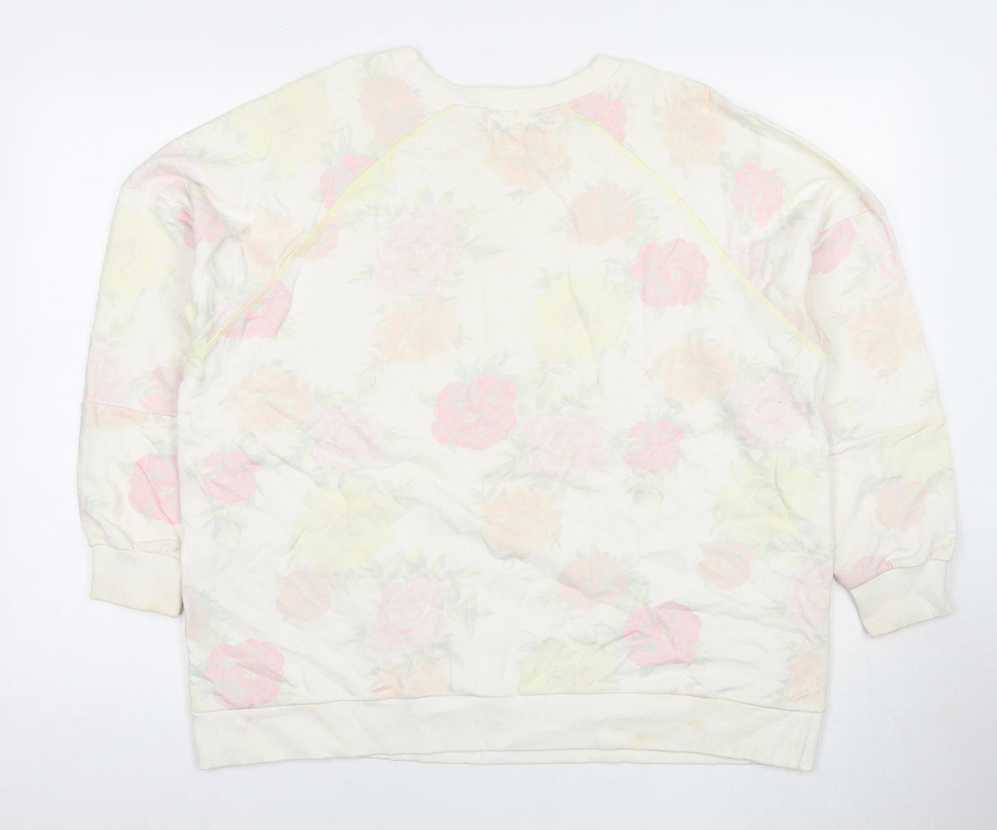 River Island Womens Ivory Floral Cotton Pullover Sweatshirt Size L Pullover - Chanceux