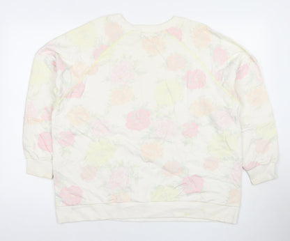 River Island Womens Ivory Floral Cotton Pullover Sweatshirt Size L Pullover - Chanceux