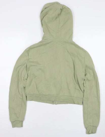 H&M Girls Green Cotton Full Zip Hoodie Size 12-13 Years Zip - Age 12-14 Years