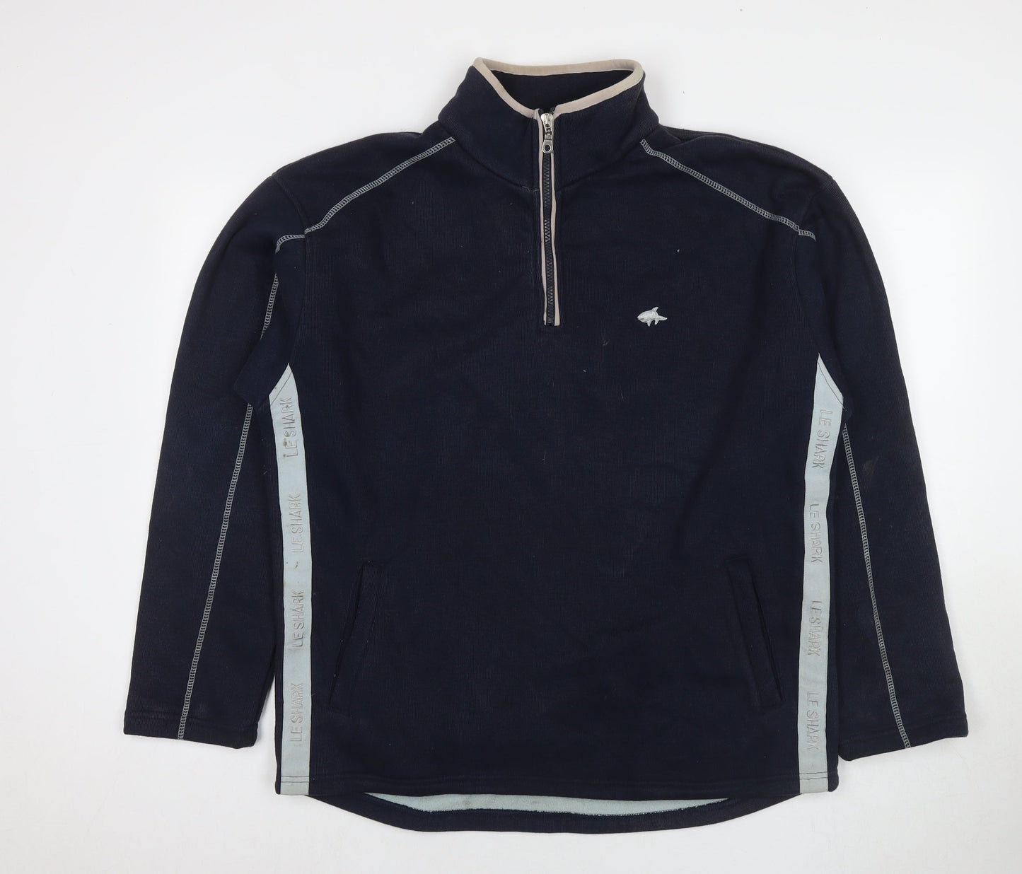Mens UK Size L Le Shark Blue Pullover Sweatshirt