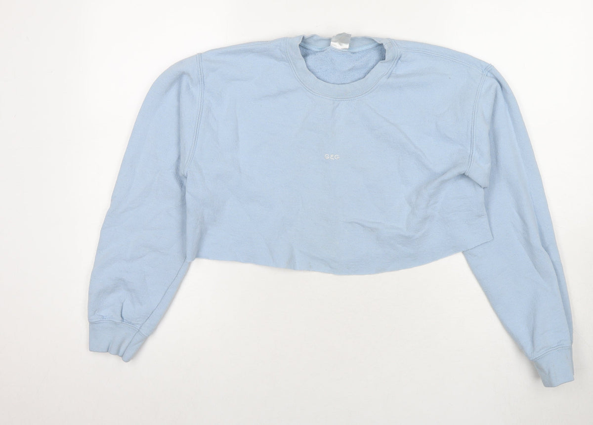 Additional front view of G&G women’s blue polyester pullover sweatshirt, size S, pullover