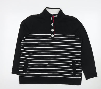 Bonmarché Womens Black Striped Cotton Pullover Sweatshirt Size M Pullover