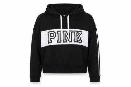PINK Womens Black Cotton Pullover Sweatshirt Size L Pullover - Logo