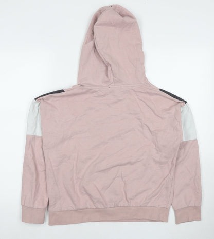 New Look Womens Pink Colourblock Cotton Pullover Hoodie Size S Pullover