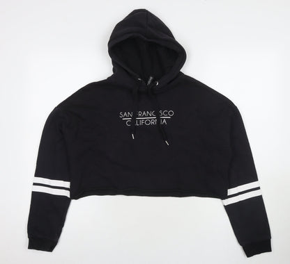 Divided by H&M Womens Black Cotton Pullover Hoodie Size M Pullover - San Francisco California Cropped