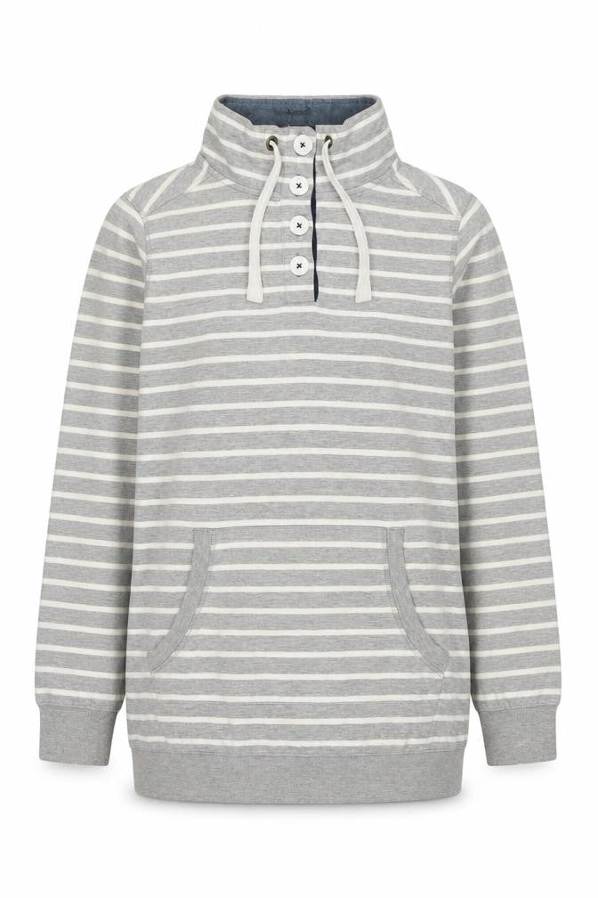 Next Womens Grey Striped Cotton Pullover Sweatshirt Size 10 Pullover - Tunic