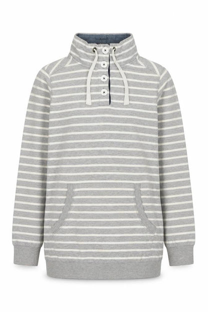 Next Womens Grey Striped Cotton Pullover Sweatshirt Size 10 Pullover - Tunic