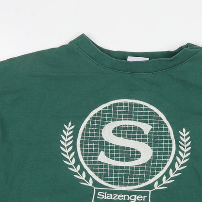 Slazenger Womens Green Cotton Pullover Sweatshirt Size 8 Pullover - Logo