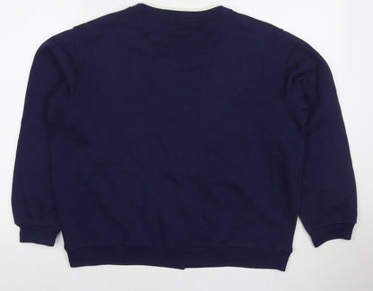 Snenanigans Womens Blue Cotton Full Zip Sweatshirt Size L Snap - Embraided Pumpkins