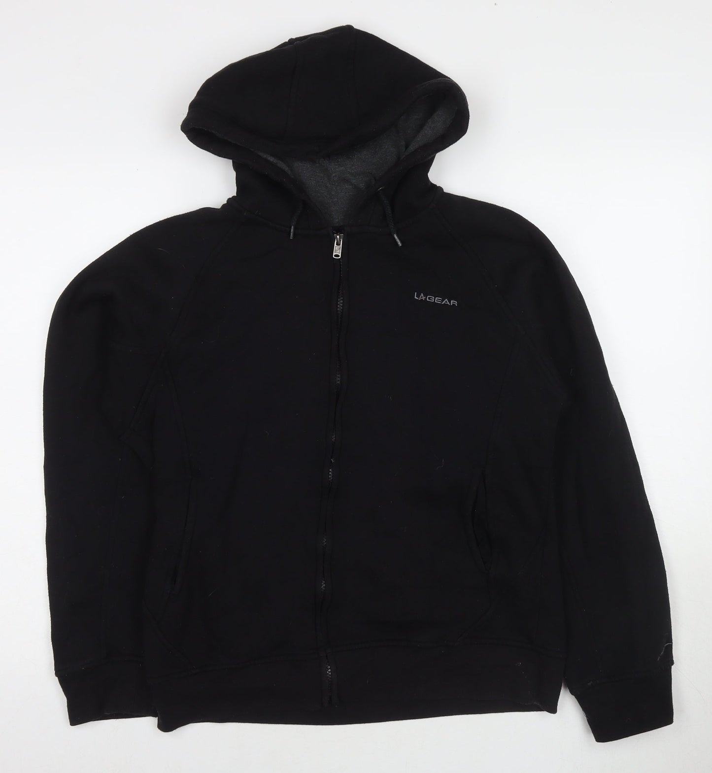 LA Gear Womens Black Cotton Full Zip Hoodie Size 14 Zip