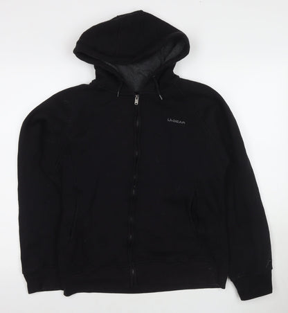 LA Gear Womens Black Cotton Full Zip Hoodie Size 14 Zip