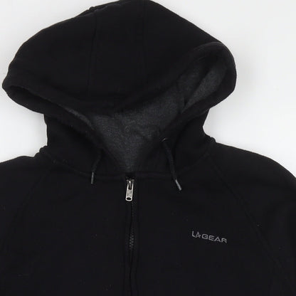 LA Gear Womens Black Cotton Full Zip Hoodie Size 14 Zip