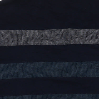 Marks and Spencer Mens Blue Striped Cotton Polo Size 2XL Collared Pullover