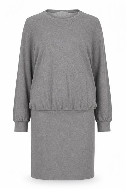 NEXT Womens Grey Cotton Jumper Dress Size 14 Round Neck Pullover