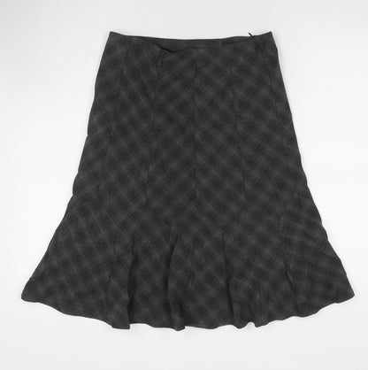BHS Womens Grey Check Polyester Trumpet Skirt Size 10 Zip