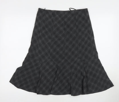 BHS Womens Grey Check Polyester Trumpet Skirt Size 10 Zip