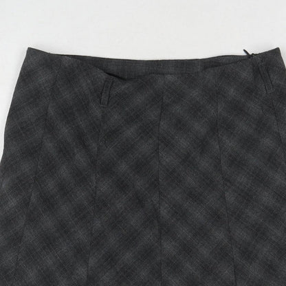 BHS Womens Grey Check Polyester Trumpet Skirt Size 10 Zip