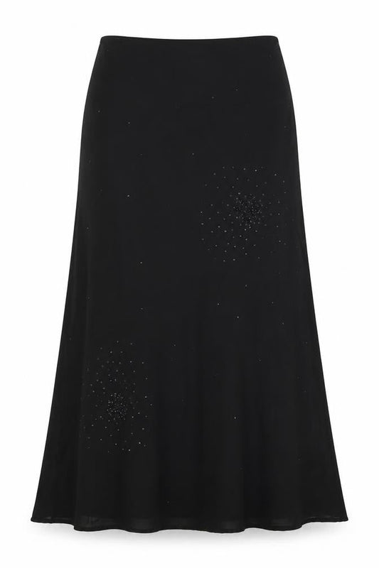 Sienna Womens Black Polyester Maxi Skirt Size L Zip - Embellishment Detail