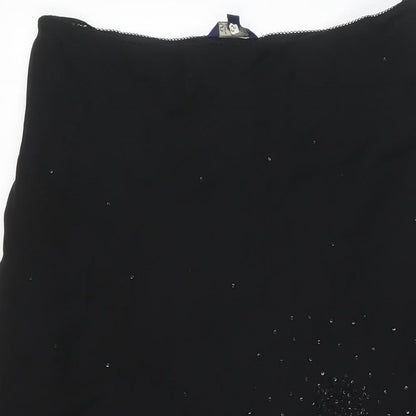 Sienna Womens Black Polyester Maxi Skirt Size L Zip - Embellishment Detail