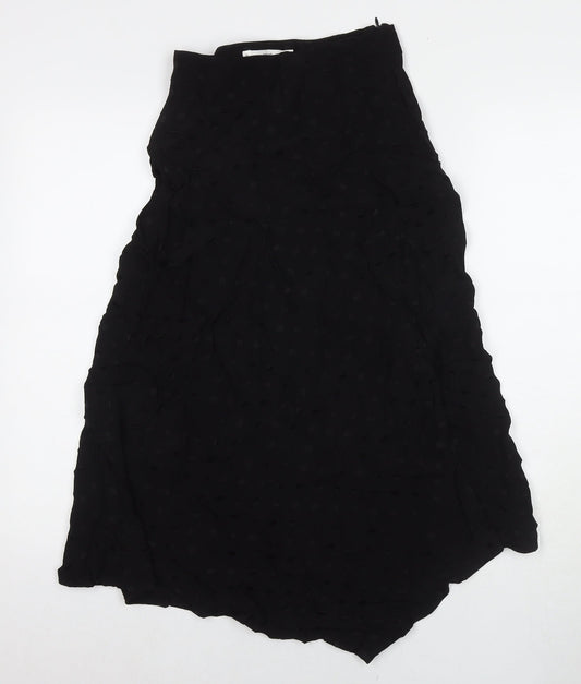 Mango Womens Black Polka Dot Viscose A-Line Skirt Size XS Zip