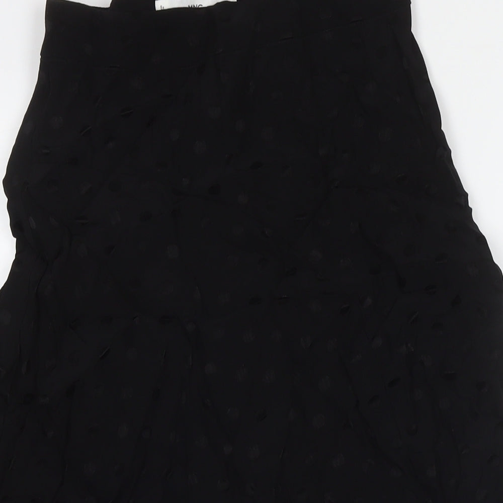 Mango Womens Black Polka Dot Viscose A-Line Skirt Size XS Zip