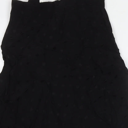 Mango Womens Black Polka Dot Viscose A-Line Skirt Size XS Zip