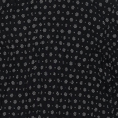 Nipon Studios Womens Black Geometric Polyester Shirt Dress Size 14 V-Neck Button - Side Slit(s)
