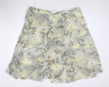 Cavida Womens Yellow Geometric Viscose Maxi Skirt Size 28 Zip