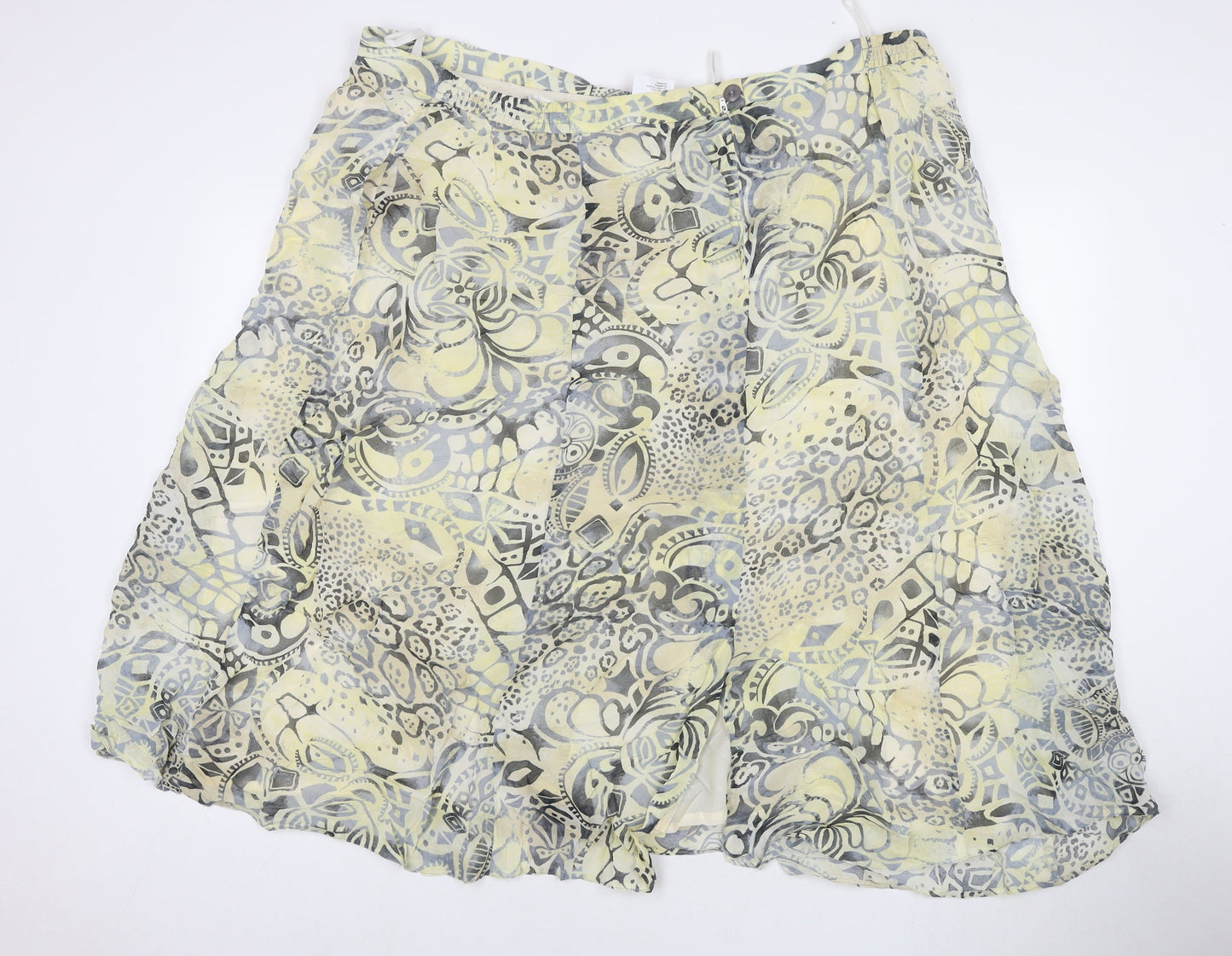 Cavida Womens Yellow Geometric Viscose Maxi Skirt Size 28 Zip