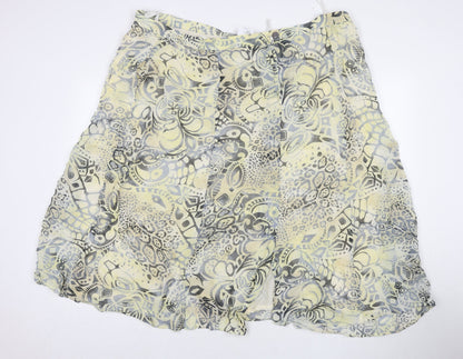 Cavida Womens Yellow Geometric Viscose Maxi Skirt Size 28 Zip