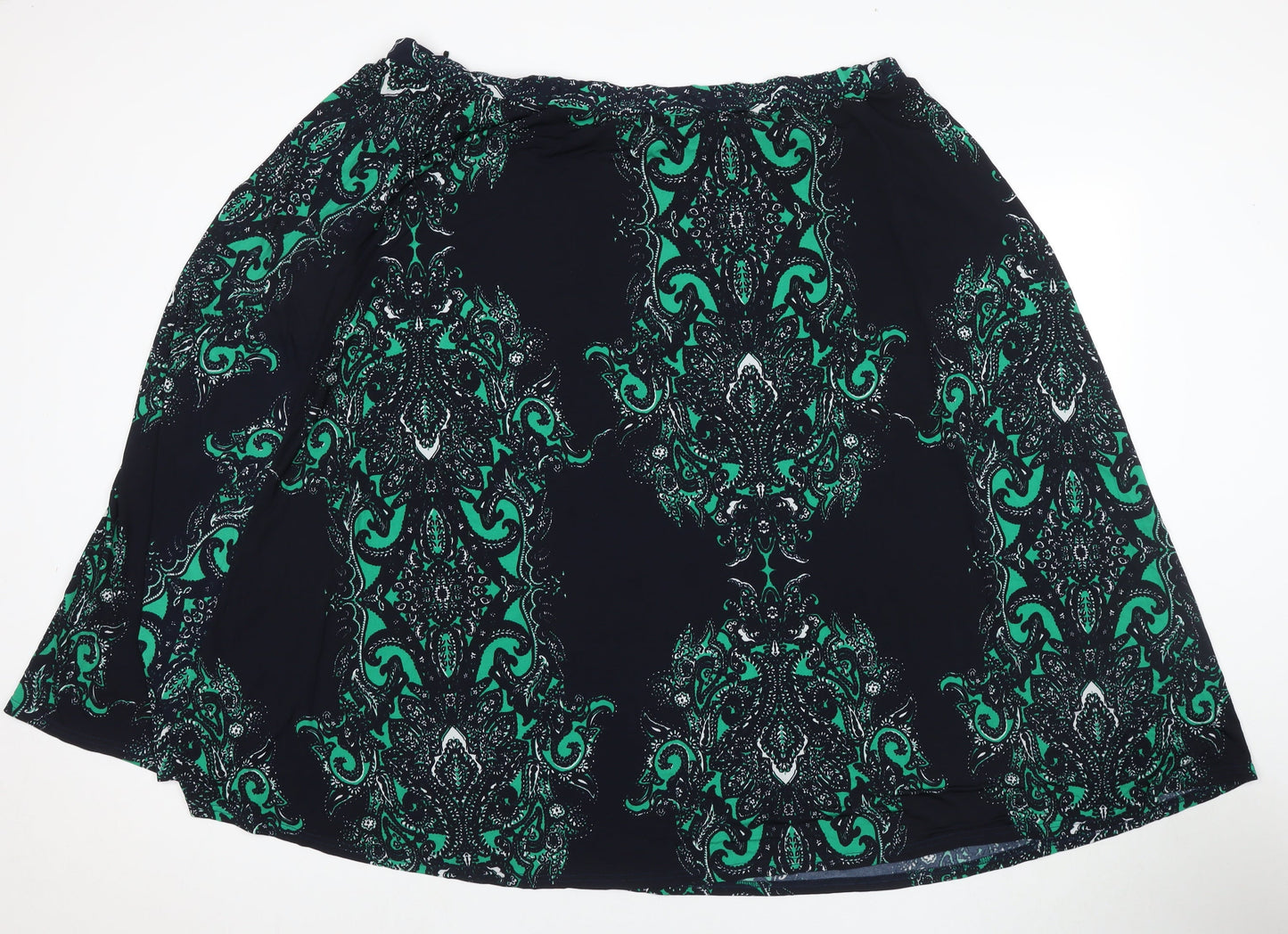 Nightingales Womens Black Geometric Polyester A-Line Skirt Size 28