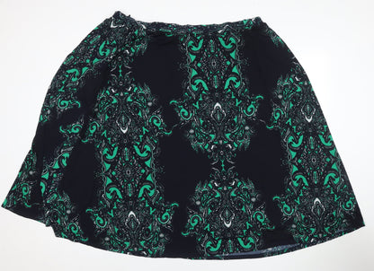 Nightingales Womens Black Geometric Polyester A-Line Skirt Size 28