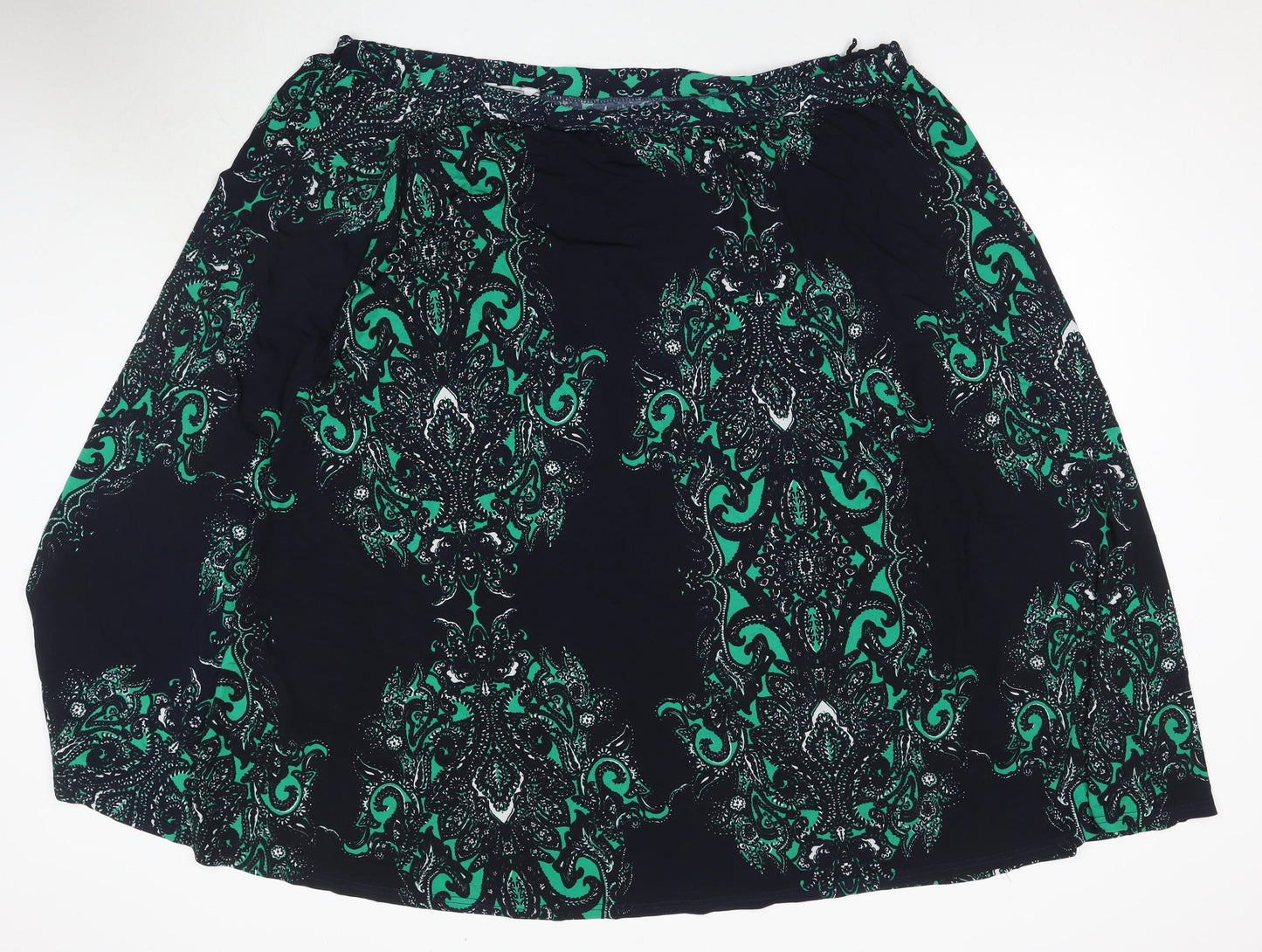 Nightingales Womens Black Geometric Polyester A-Line Skirt Size 28