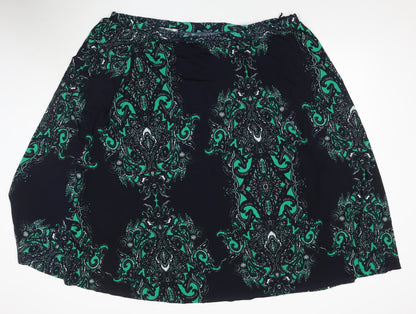 Nightingales Womens Black Geometric Polyester A-Line Skirt Size 28