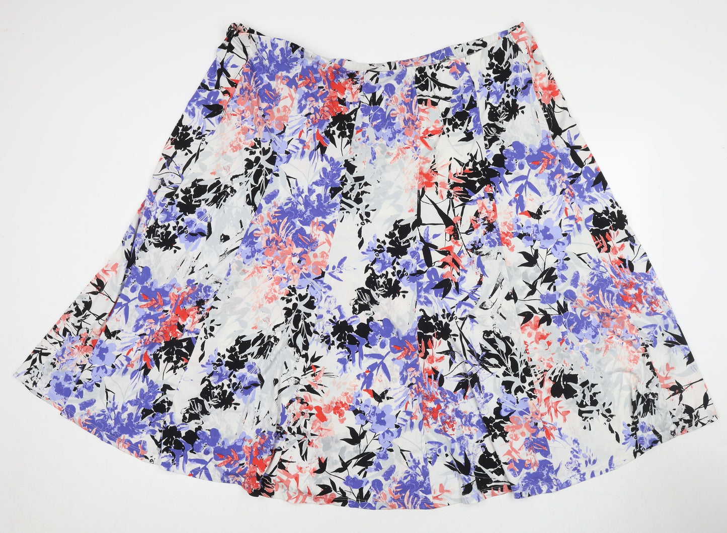 Nightingales Womens Multicoloured Floral Polyester A-Line Skirt Size 28