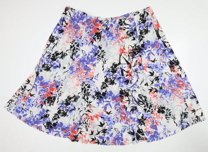 Nightingales Womens Multicoloured Floral Polyester A-Line Skirt Size 28