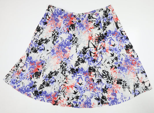 Nightingales Womens Multicoloured Floral Polyester A-Line Skirt Size 28