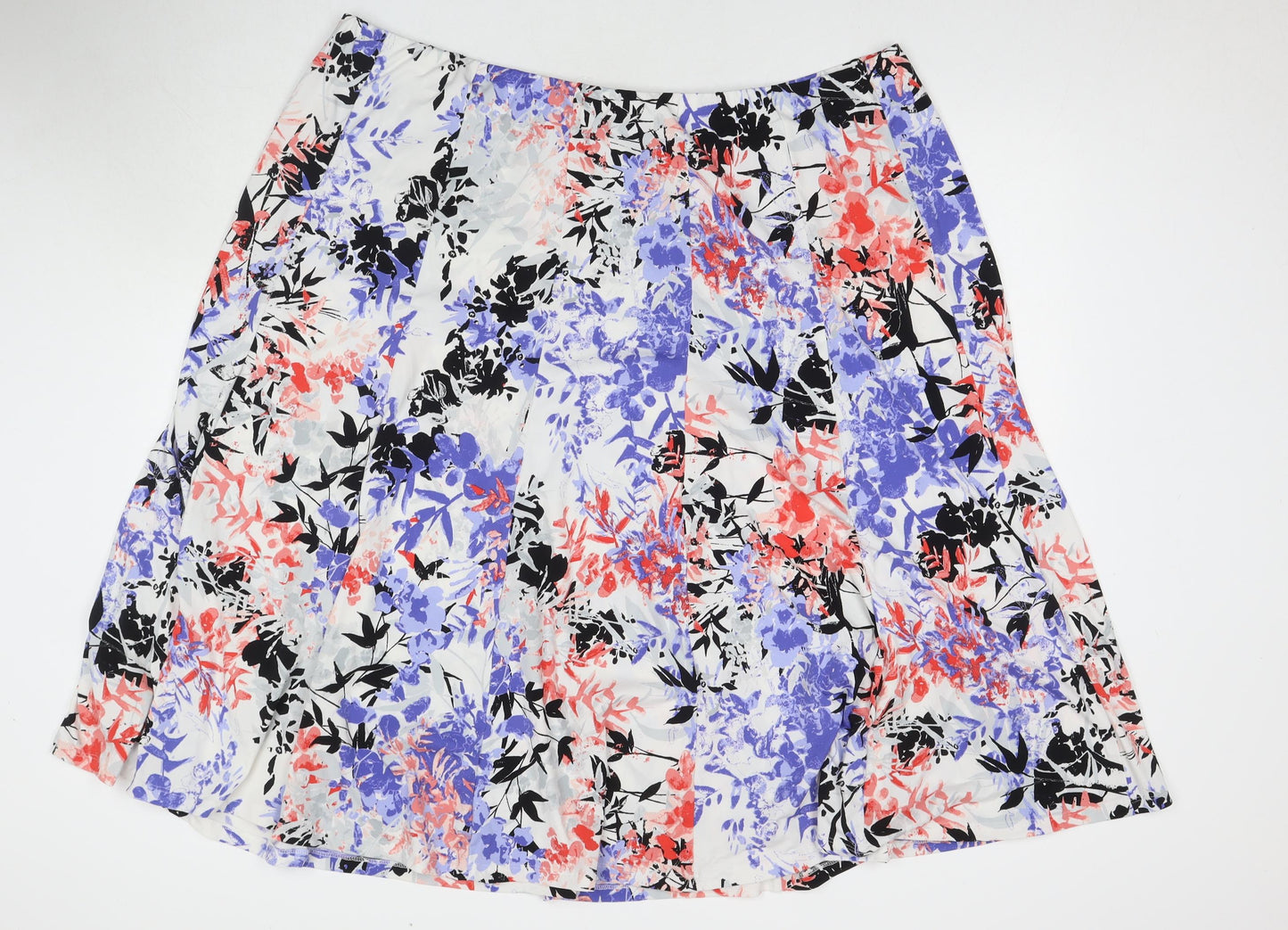 Nightingales Womens Multicoloured Floral Polyester A-Line Skirt Size 28